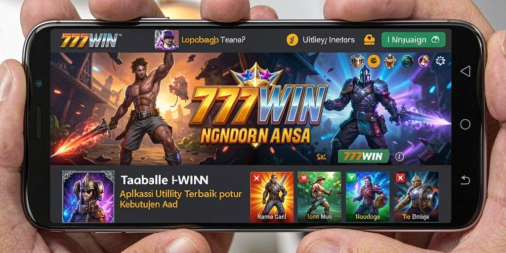 Tampilan utama 777WIN dengan fitur-fitur Utility yang menarik.
