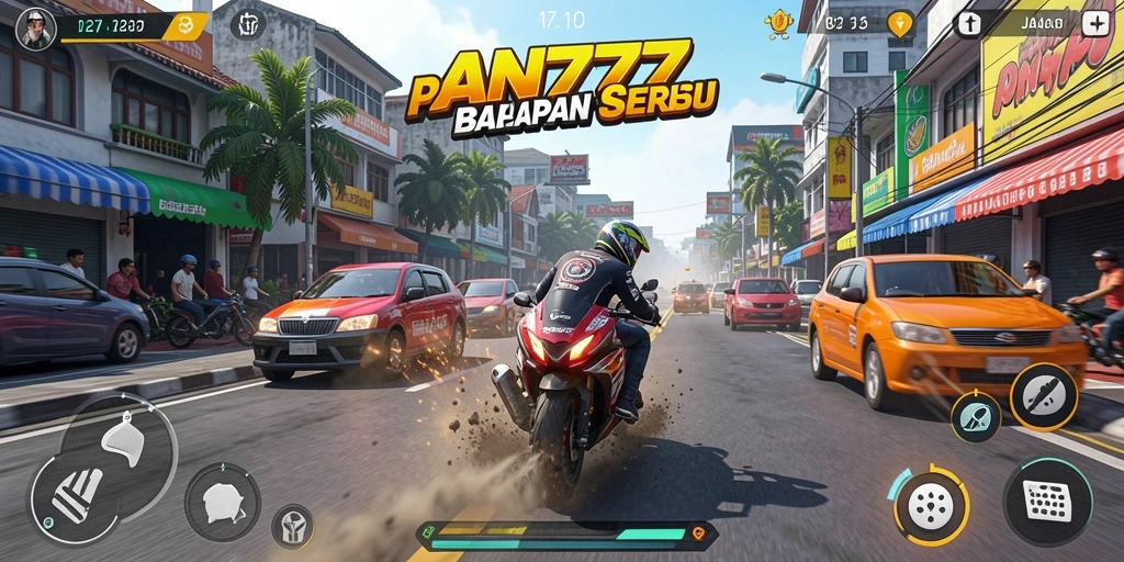 Gameplay AN777 yang penuh aksi dan balapan seru di berbagai trek.