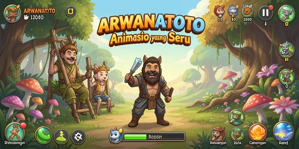 Tampilan gameplay ARWANATOTO yang penuh aksi dan karakter Anime.