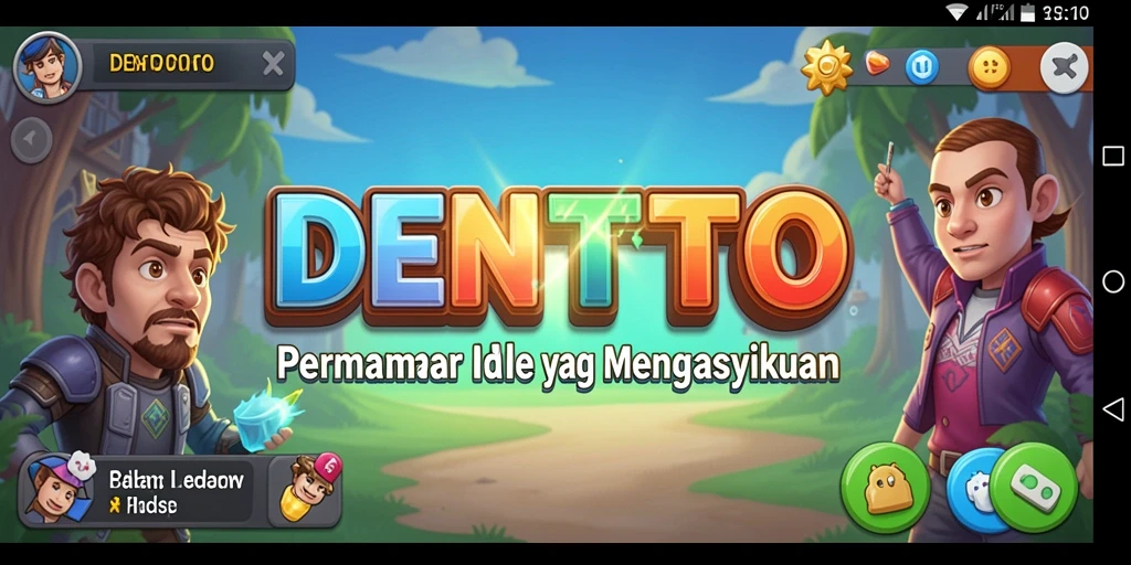 Gameplay DENTOTO yang menampilkan kemajuan karakter Idle yang menarik.