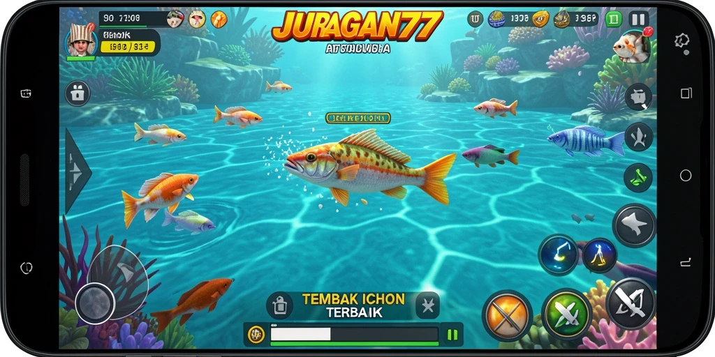 Screenshot menunjukkan gameplay seru Tembak Ikan di JURAGAN77.