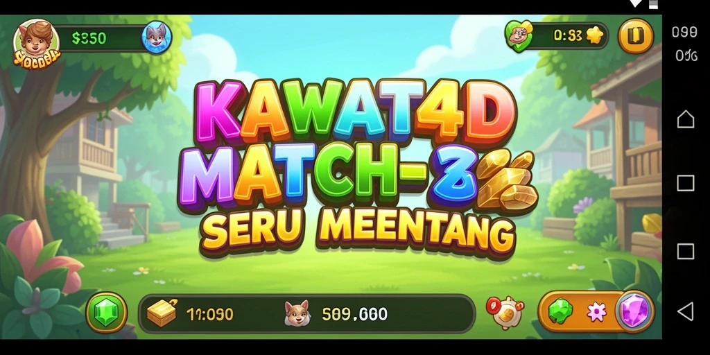 Tampilan gameplay KAWAT4D yang menarik dengan objek berwarna-warni.