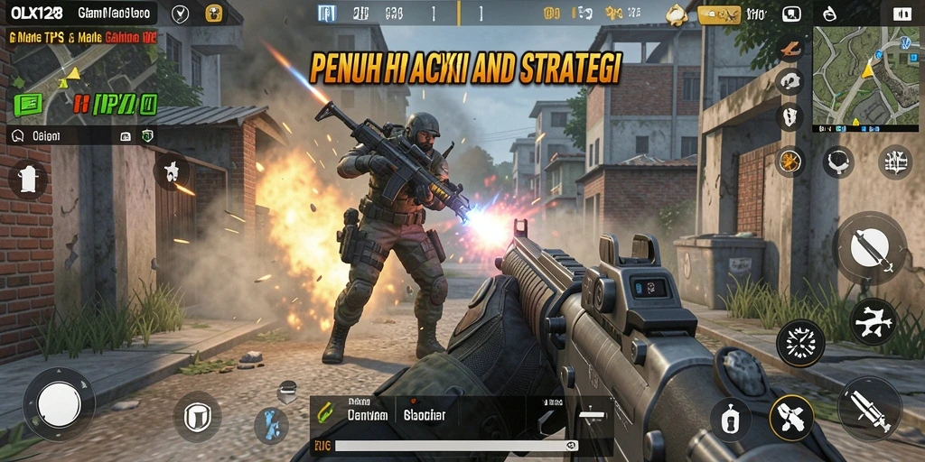 Tampilan gameplay dari OLX128 yang penuh aksi.