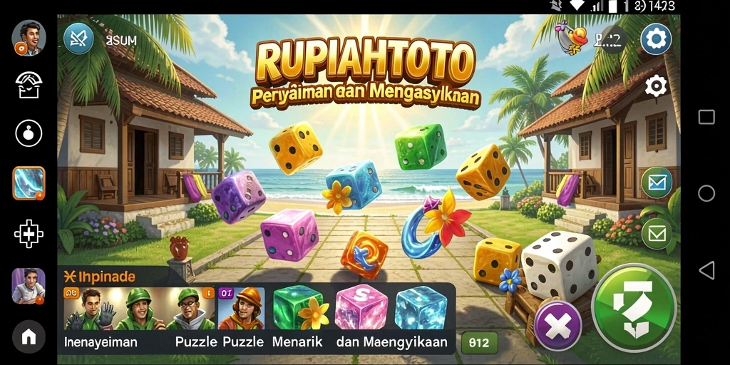 Screenshot gameplay RUPIAHTOTO menampilkan tantangan puzzle yang seru.